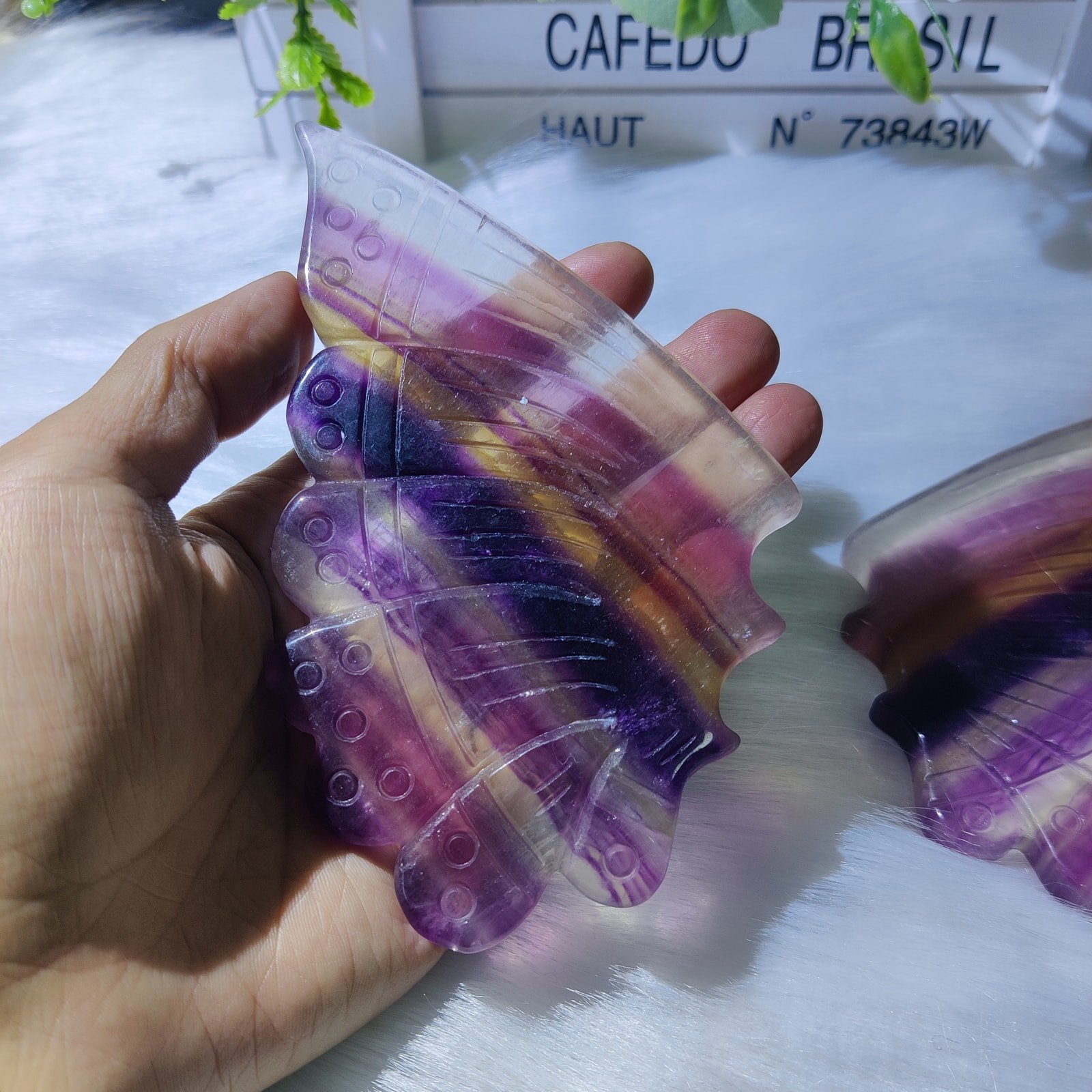 Fluorite Butterfly Wing Carvings — product photo 2