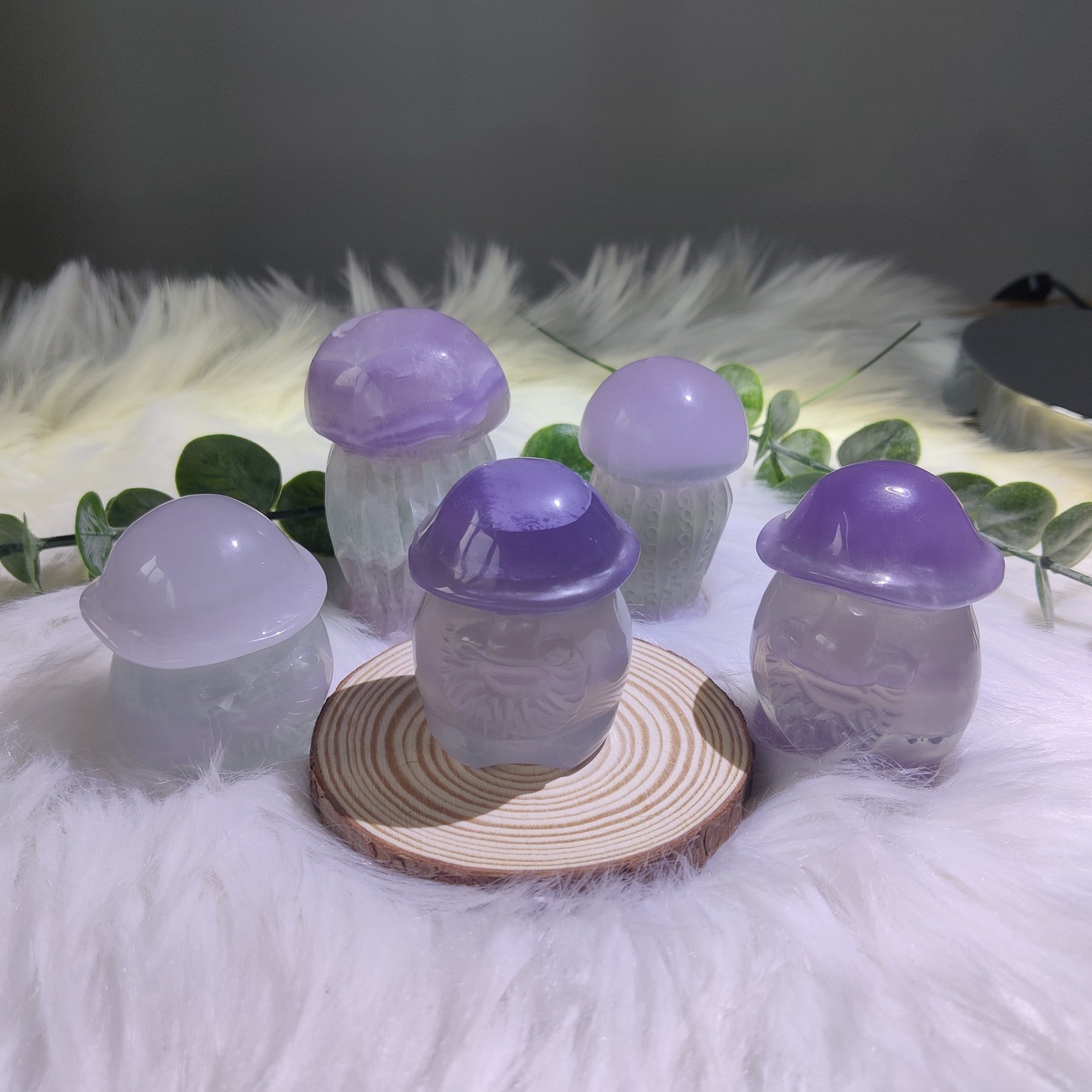 Fluorite Mushroom Figure Carvings — product photo 1