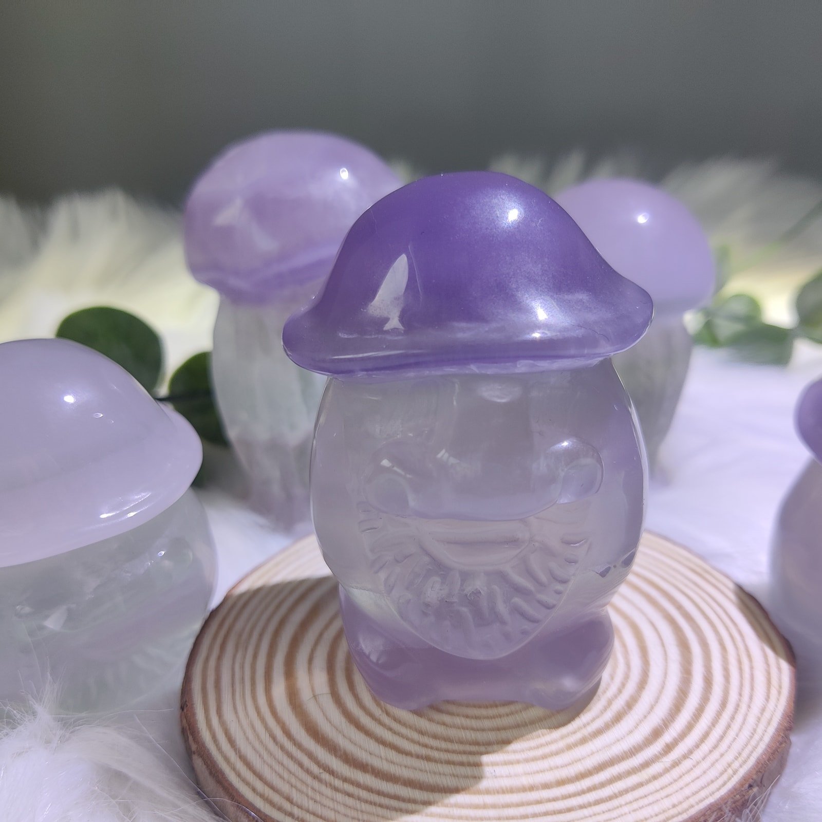 Fluorite Mushroom Figure Carvings — product photo 2