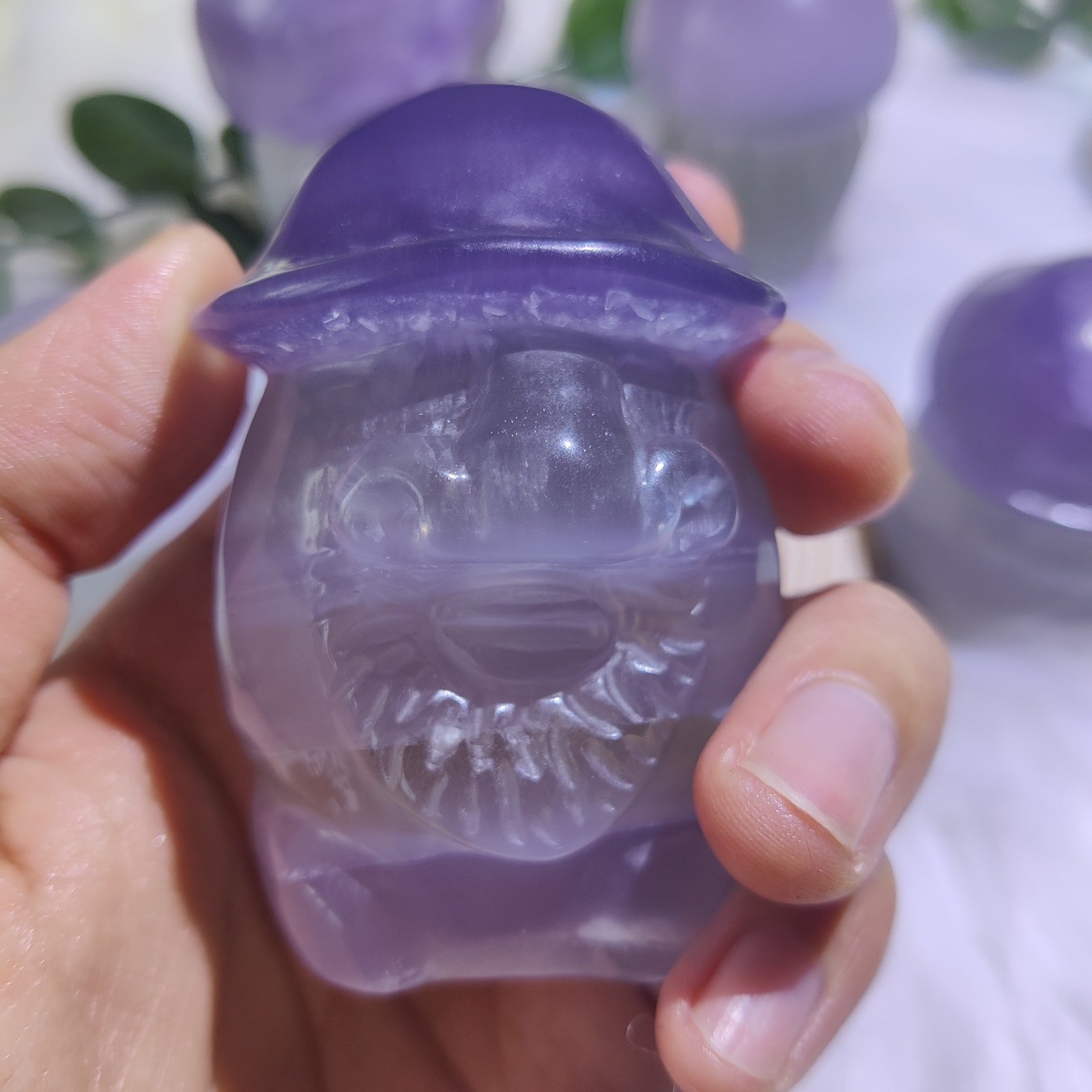 Fluorite Mushroom Figure Carvings — product photo 3