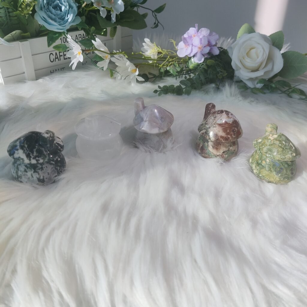 Product sample P0036: Mushroom House Carvings, photo 1; material pending verification