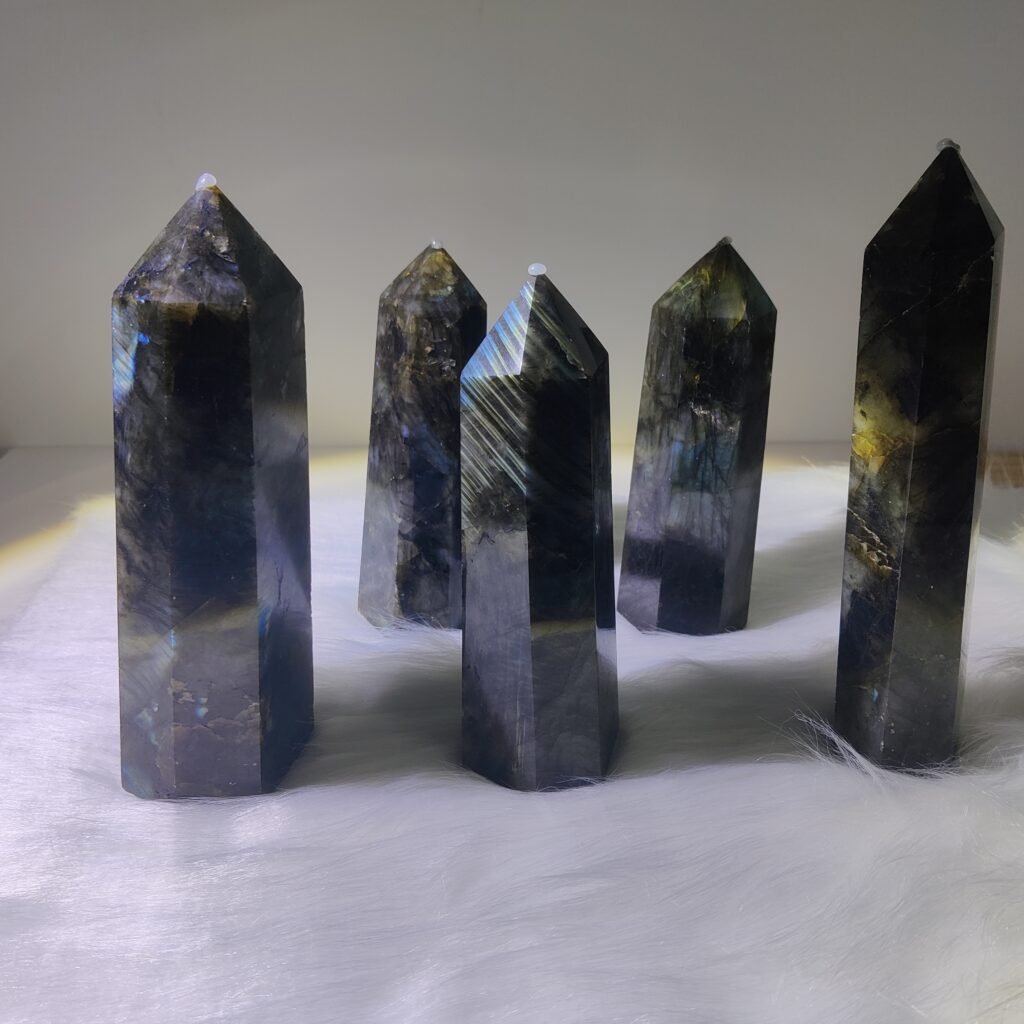 Labradorite towers shown together