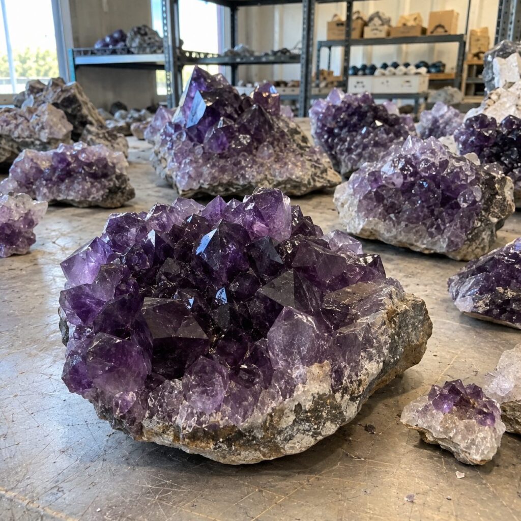 Brazilian raw amethyst clusters for crystal wholesale