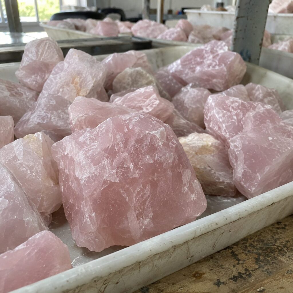 Madagascar rough rose quartz chunks for crystal wholesale