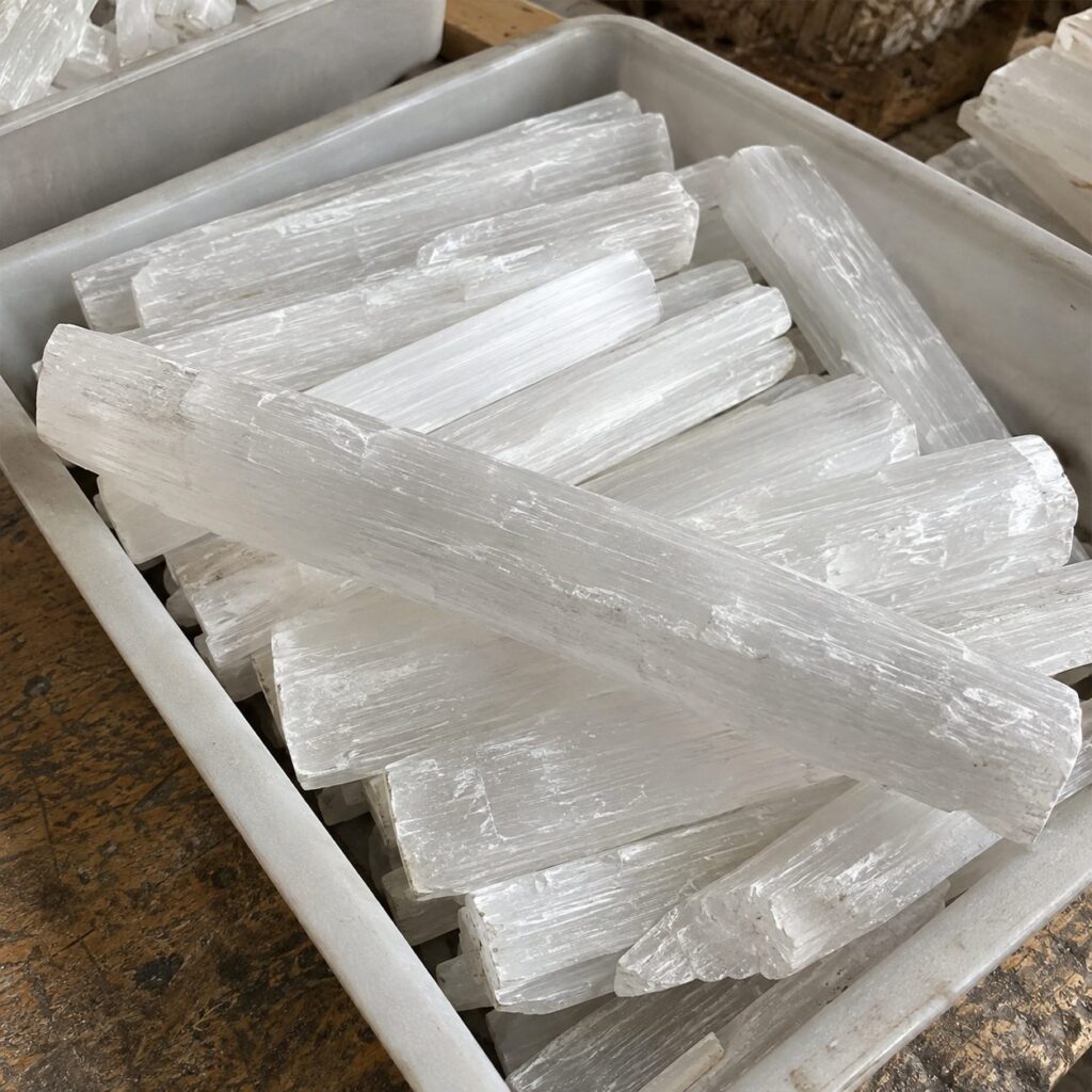 Moroccan selenite rulers and wands for crystal wholesale